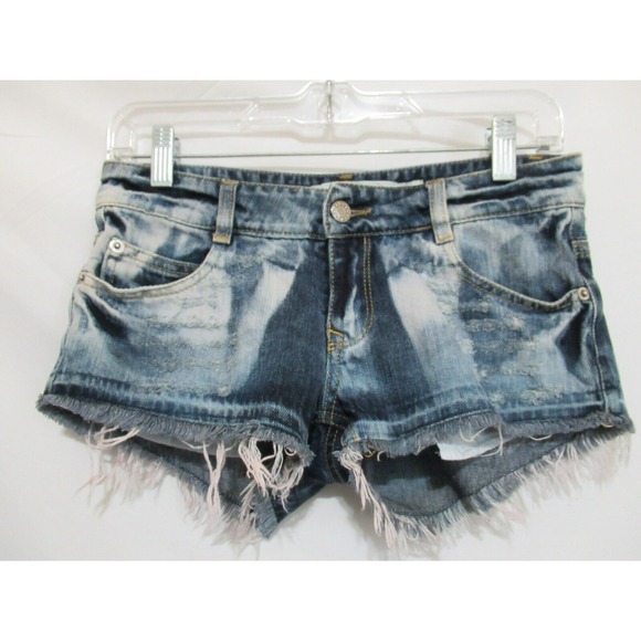 Melville Pants - Melville Size 38 or US Small Blue Distressed Denim Cut Off Shorts EURO